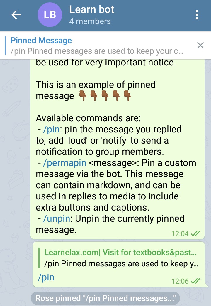 how to set welcome message in telegram rose bot